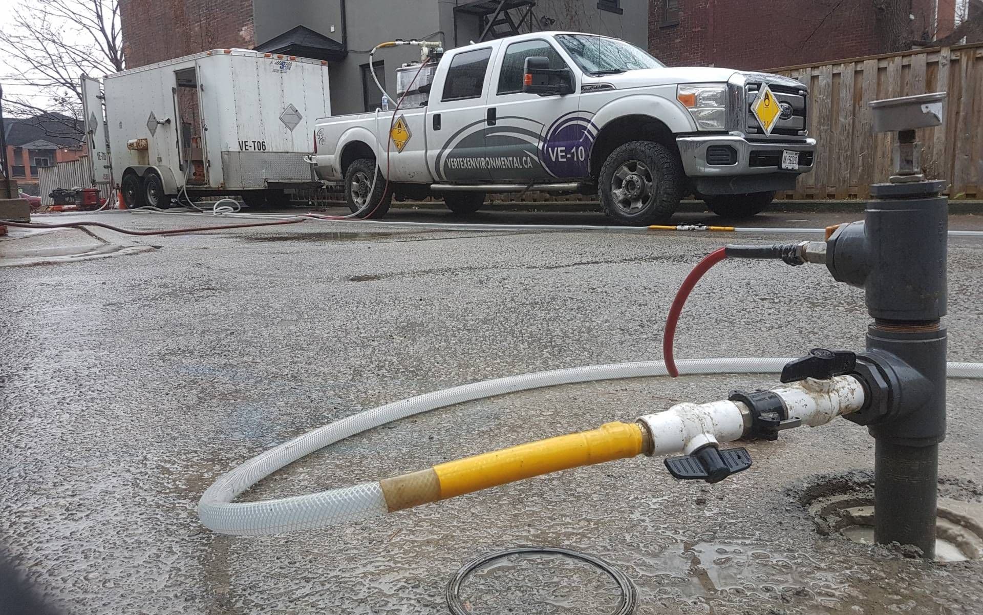 Close up of chemical oxidation treatment